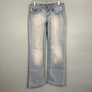 INDUSTRIAL Cotton Light Wash Boot Cut Denim Jeans Junior's Size 5 Navy Contrast